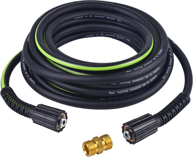 RainBello Pressure Washer Hose 1/4" × 25FT - 3200 PSI Heavy Duty Power Washer Replacement with M22-14mm Fittings Kink-Resistant Flexible Water Hose for Electric & Gas Washers - Image 1